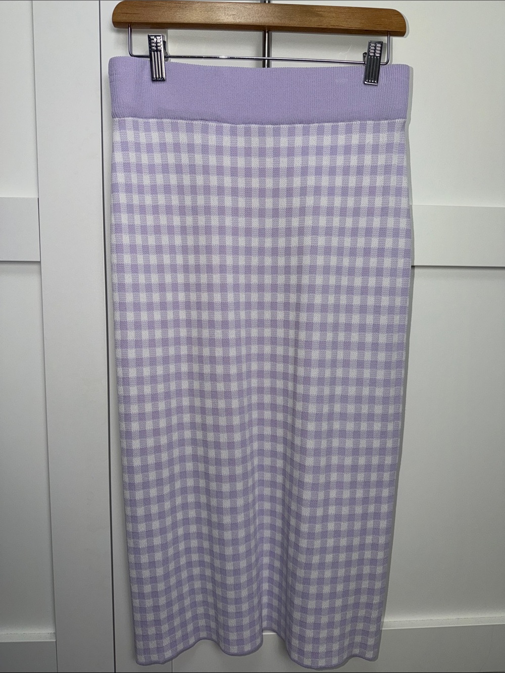 Papermoon Lavender and White Gingham Midi Skirt